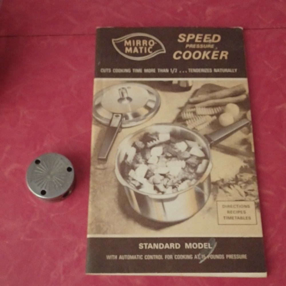 Mirro Matic pressure canner/cooker regulator and a directions book for a…